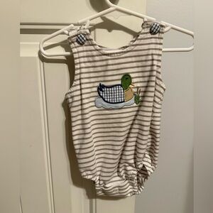Striped Duck Appliqué Kids One Piece